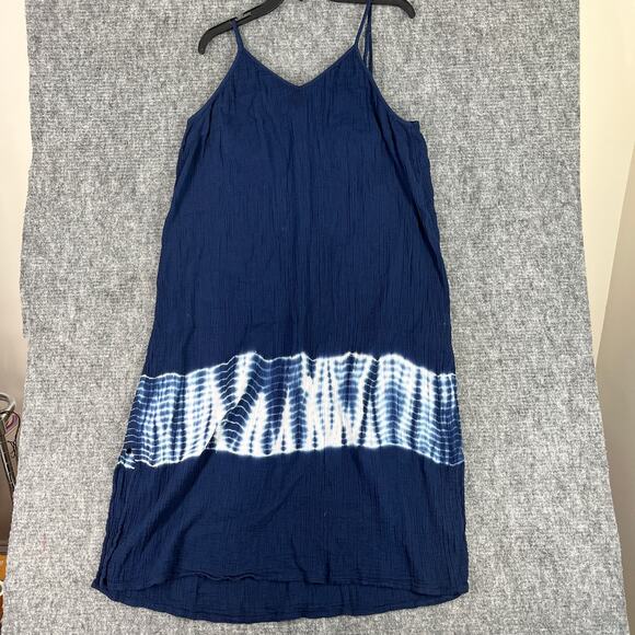 Wonderly Dress Womens 3X Plus Blue Strappy Above‎ Knee Flowy Cottage Festival - Picture 1 of 7